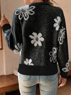 Bloemenpatroon Cardigan Trui Katoenmix Licht Elastisch