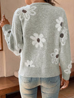 Bloemenpatroon Cardigan Trui Katoenmix Licht Elastisch