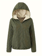 Dames Gewatteerde Jas Met Rits En Capuchon Katoenmix Pasvorm