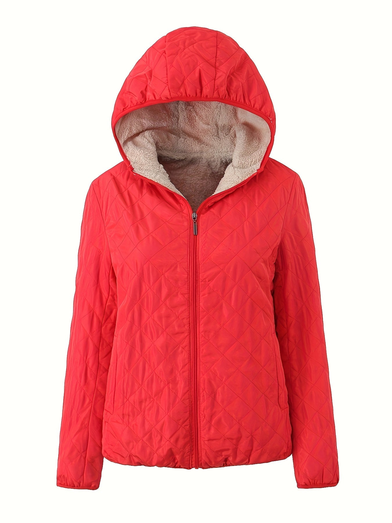 Dames Gewatteerde Jas Met Rits En Capuchon Katoenmix Pasvorm