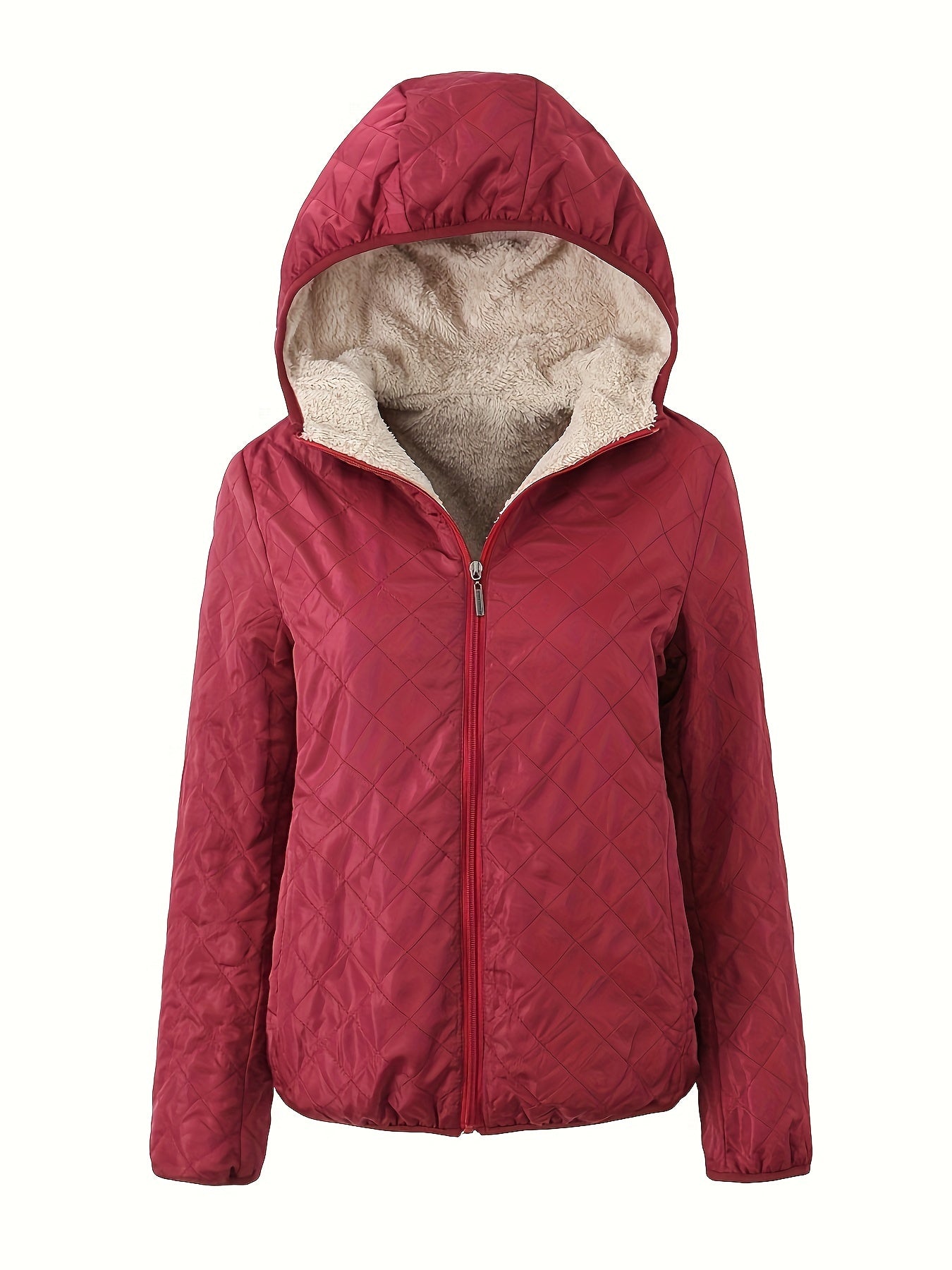 Dames Gewatteerde Jas Met Rits En Capuchon Katoenmix Pasvorm