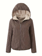 Dames Gewatteerde Jas Met Rits En Capuchon Katoenmix Pasvorm