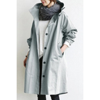 Dames Lange Trenchcoat Capuchon Wind en Waterdicht