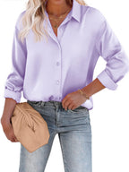 Satijnen Blouse Met Knoopsluiting En Lange Mouwen Elegante