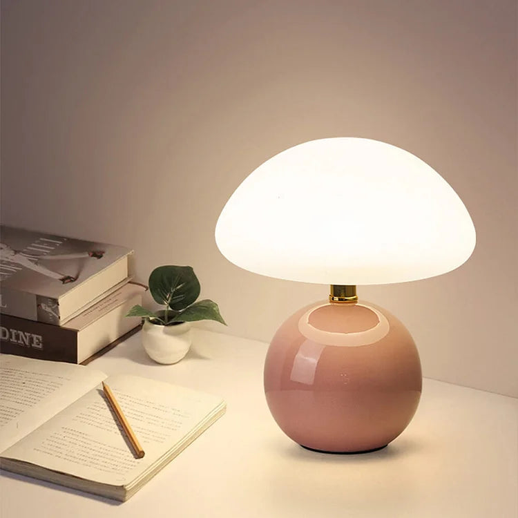 Franse Crème Paddenstoel Lamp Keramiek LED Sfeerverlichting Bauhaus Stijl Tafellamp Met Instelbare Kleuren