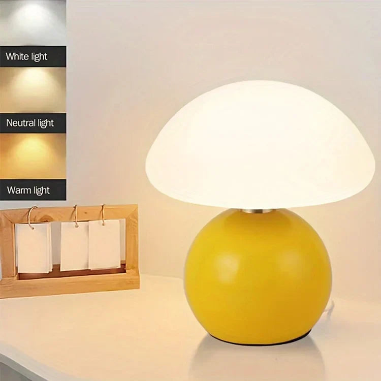 Franse Crème Paddenstoel Lamp Keramiek LED Sfeerverlichting Bauhaus Stijl Tafellamp Met Instelbare Kleuren