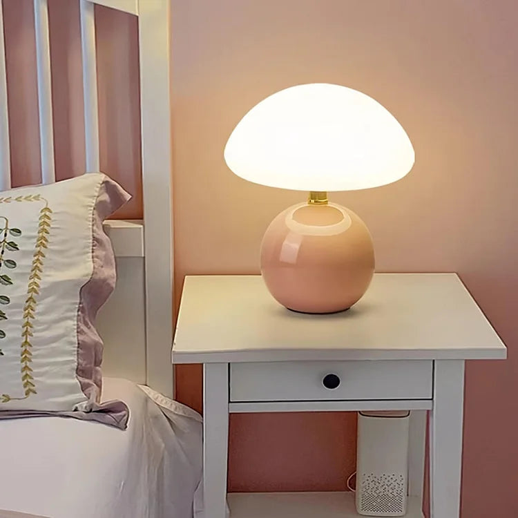 Franse Crème Paddenstoel Lamp Keramiek LED Sfeerverlichting Bauhaus Stijl Tafellamp Met Instelbare Kleuren
