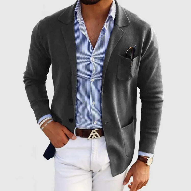 Heren Blazer Ademend Materiaalmix Getailleerde Pasvorm