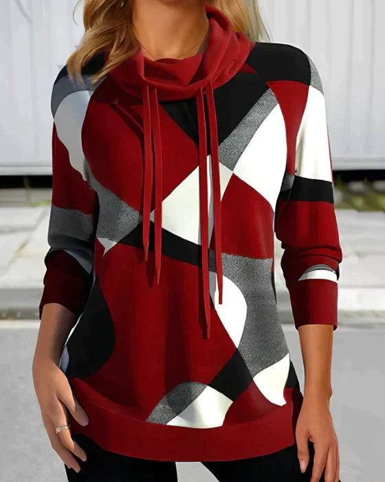 Hoodie Met Hoge Kraag En Contrastkleur Zacht Materiaal