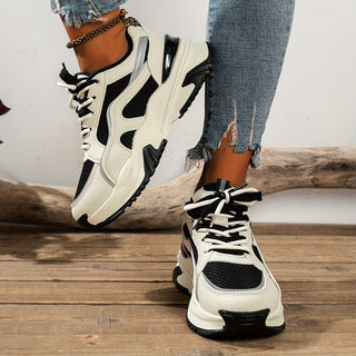 Sneakers Dames Hoge Zool Wit Leer Comfort Pasvorm Maat38