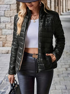 Dames Pufferjas Polyamide Met Staande Kraag en Zakken Regular Fit