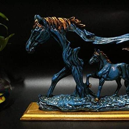 Feng Shui Galloping Horse Showpiece met Houten Basis