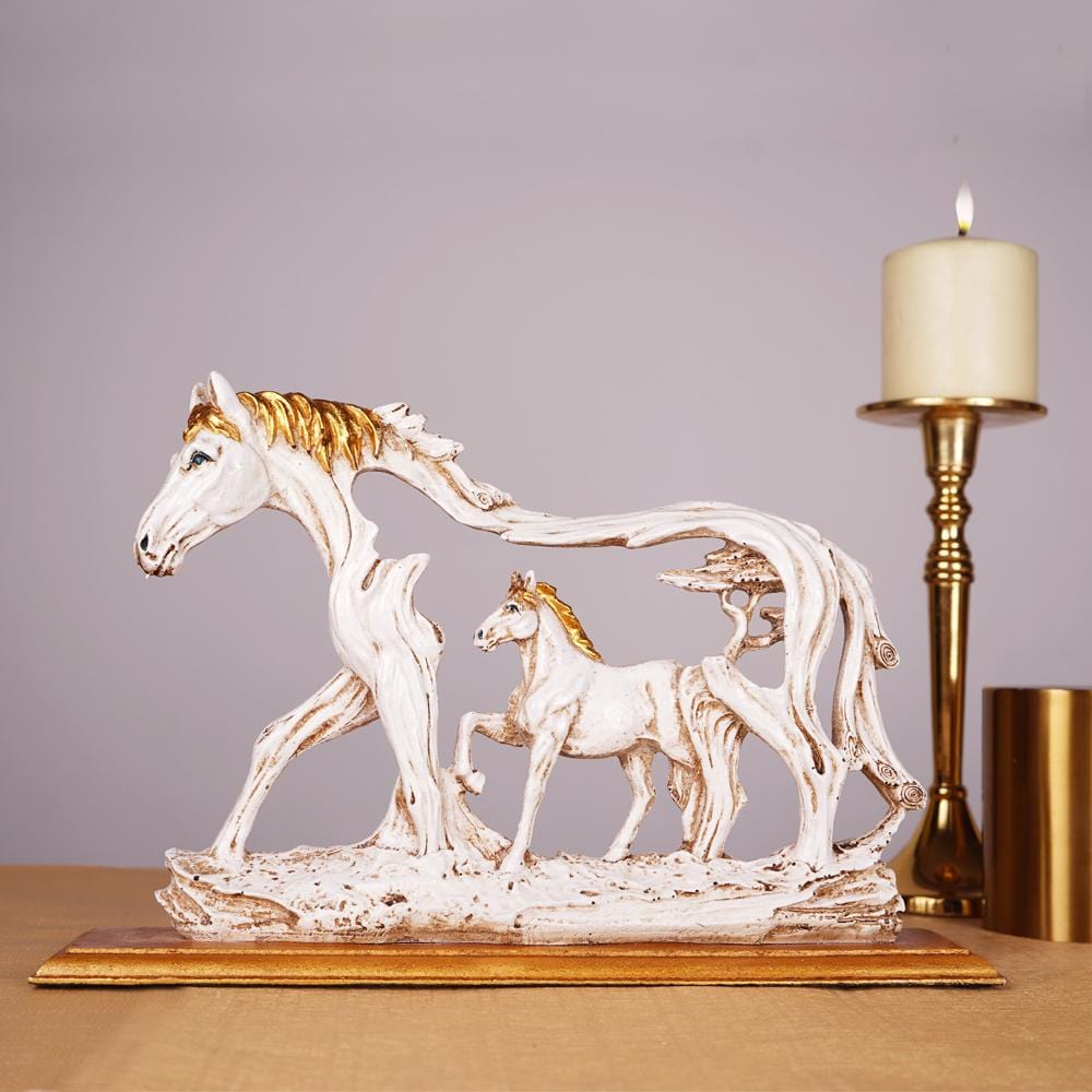 Feng Shui Galloping Horse Showpiece met Houten Basis