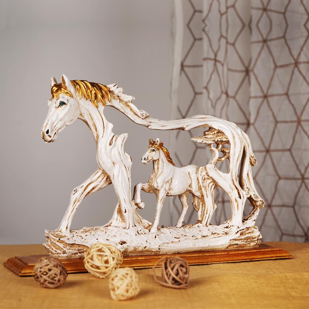 Feng Shui Galloping Horse Showpiece met Houten Basis
