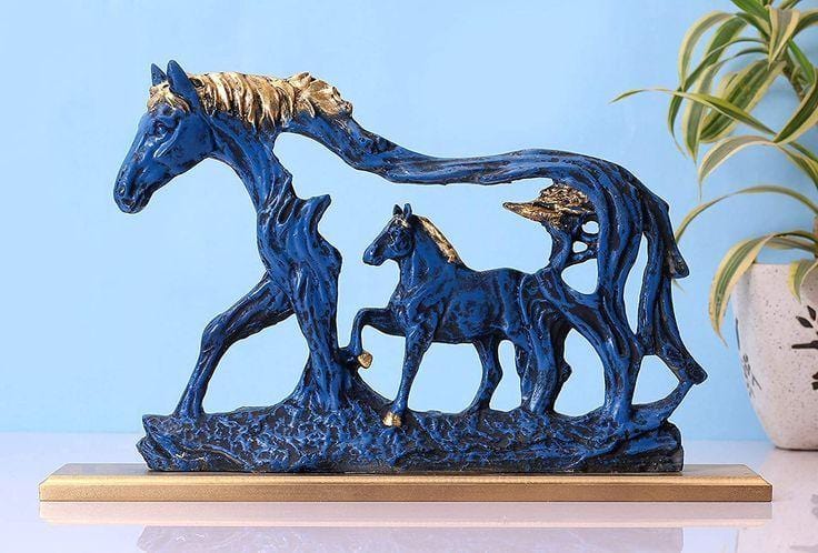 Feng Shui Galloping Horse Showpiece met Houten Basis