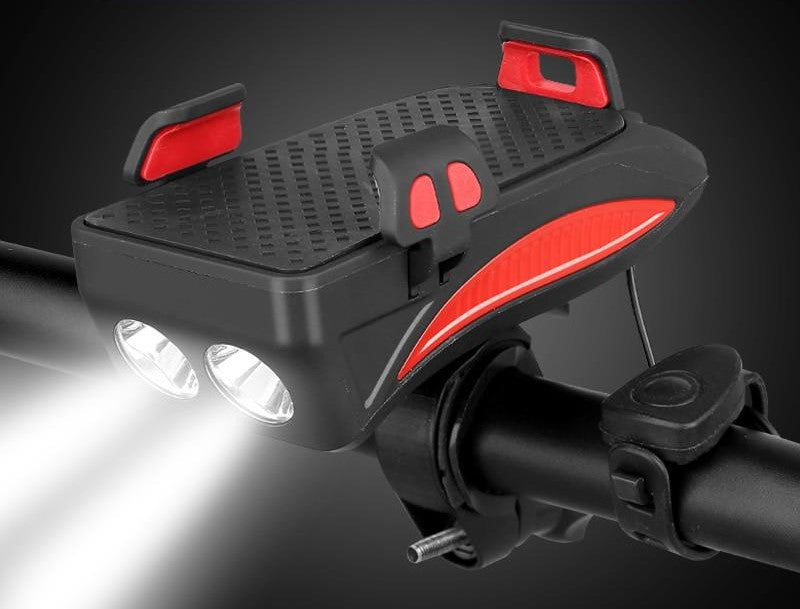BikePro  4-in-1 Telefoonhouder, Powerbank, Verlichting & Claxon