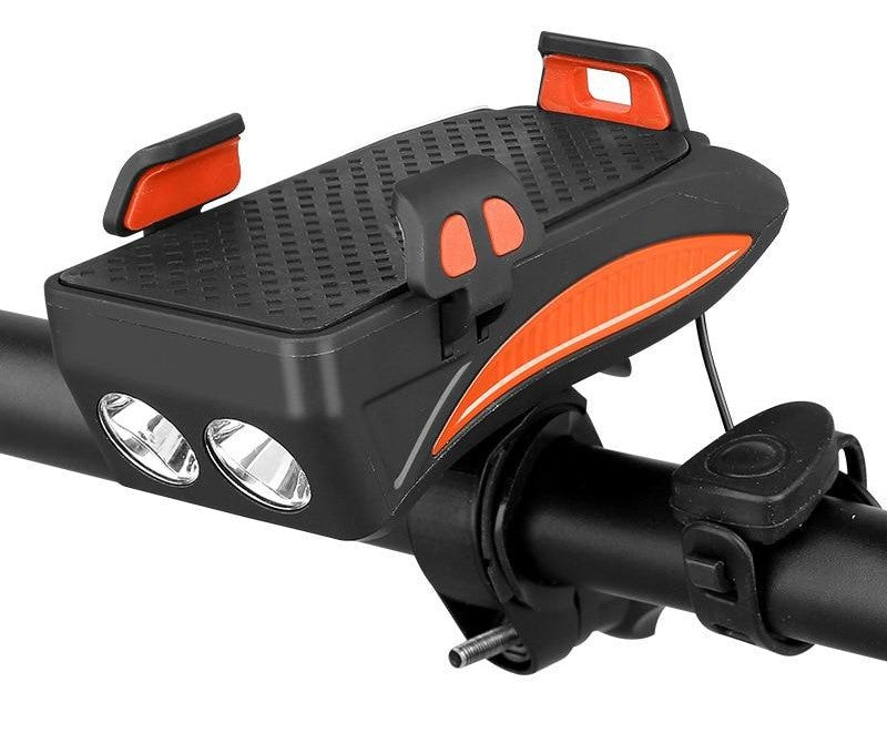 BikePro  4-in-1 Telefoonhouder, Powerbank, Verlichting & Claxon