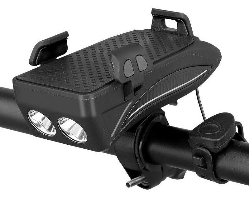 BikePro  4-in-1 Telefoonhouder, Powerbank, Verlichting & Claxon