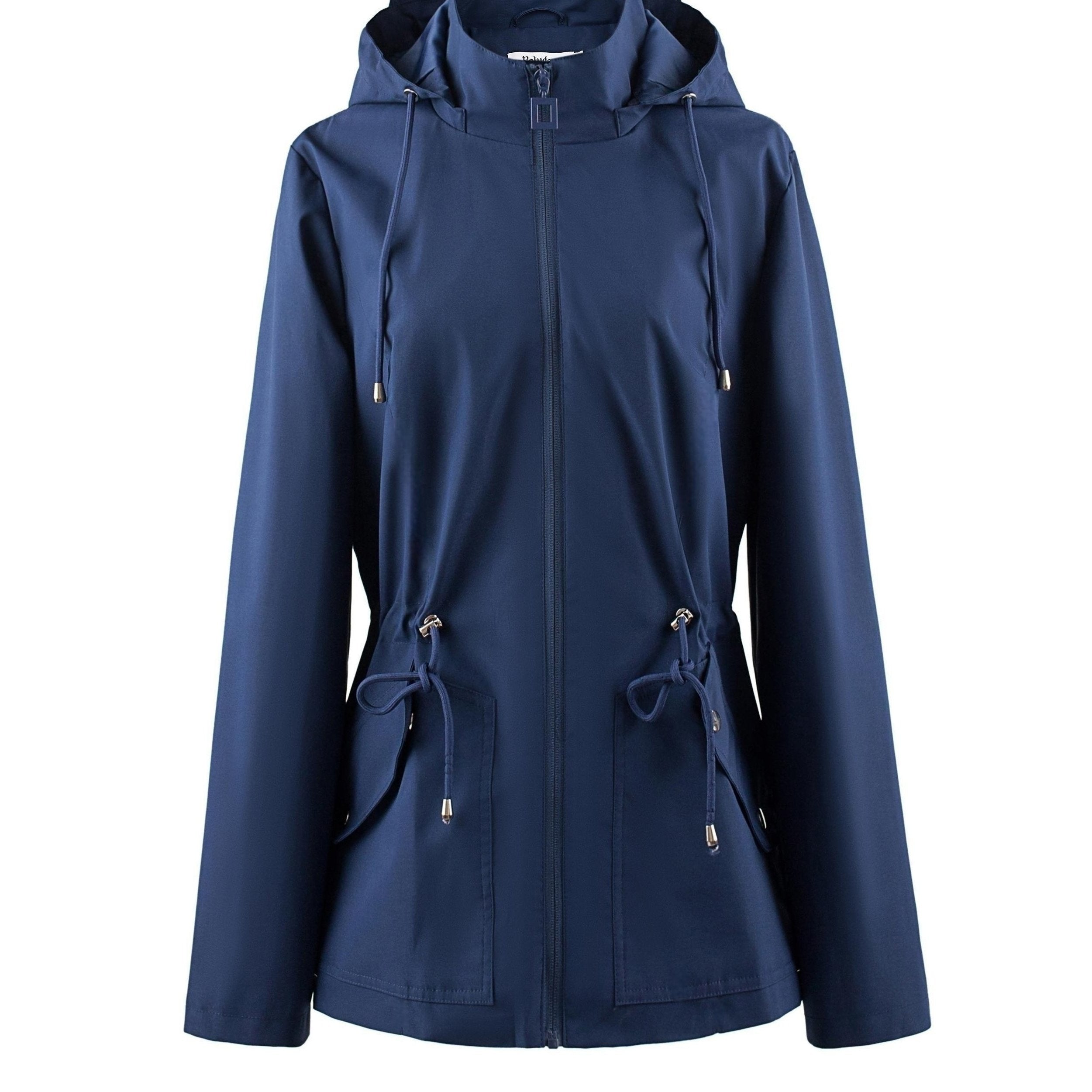 Dames Waterdichte Getailleerde Lente- en Herfstjas met Capuchon - Trenchcoat