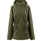 Dames Waterdichte Getailleerde Lente- en Herfstjas met Capuchon - Trenchcoat