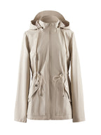 Dames Waterdichte Getailleerde Lente- en Herfstjas met Capuchon - Trenchcoat