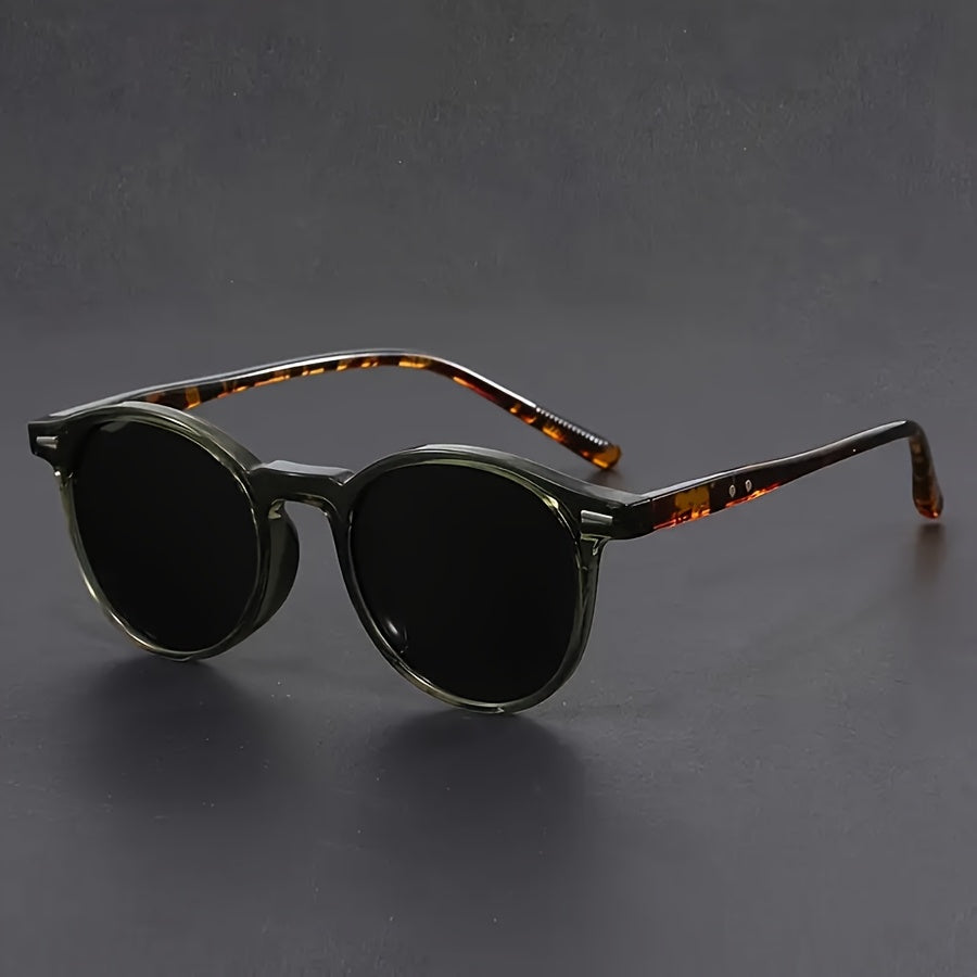 Heren Zonnebril Lichtgewicht Ronde Frame Retro Tortoiseshell Design Trendy Streetstyle Casual Modeaccessoire