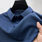 Heren Poloshirt Blauw M Katoen Subtiele Textuur-4