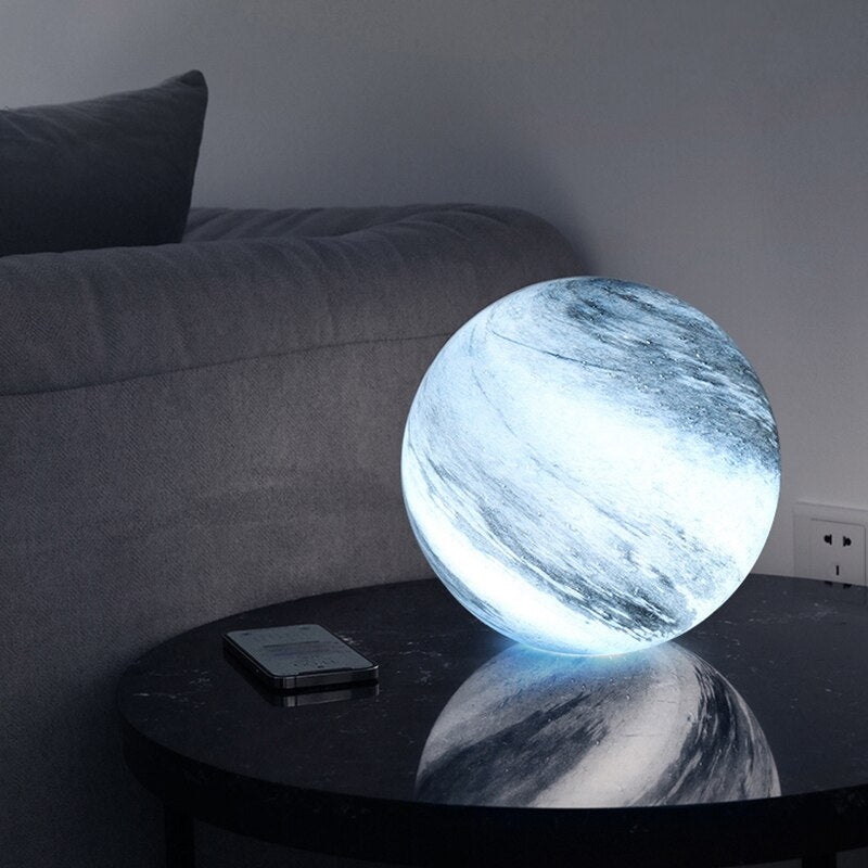 Glazen Maanlamp Zachte Lichtbol Met Maanweergave Realistisch