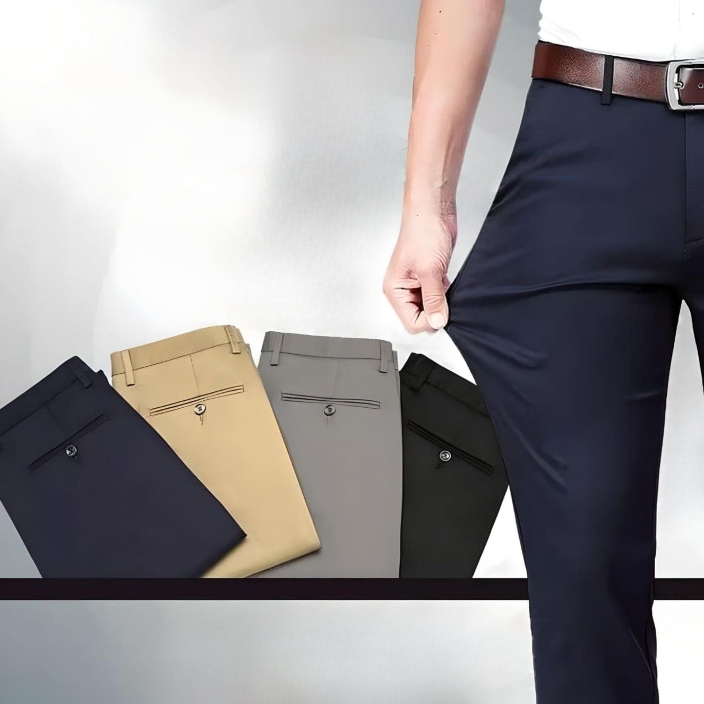 Stijlvolle Stretch Herenbroek - Alex Met Elastische Tailleband