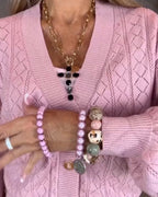 Hippe Cardigan Met Lantaarnmouwen Acryl Spandex Knopen