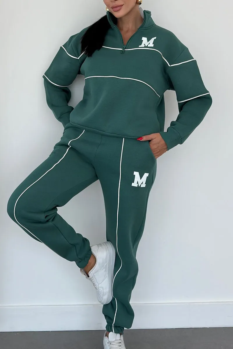Desire - Trendy Dames Trainingspak Set met Half-Zip Sweater