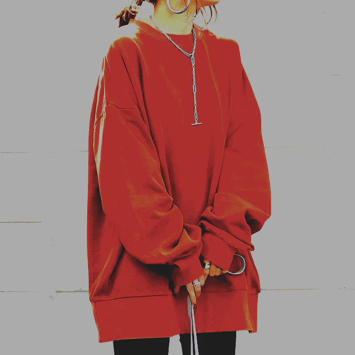 Dames Oversized Ronde Hals Sweatshirt Voor Lange Mouwen