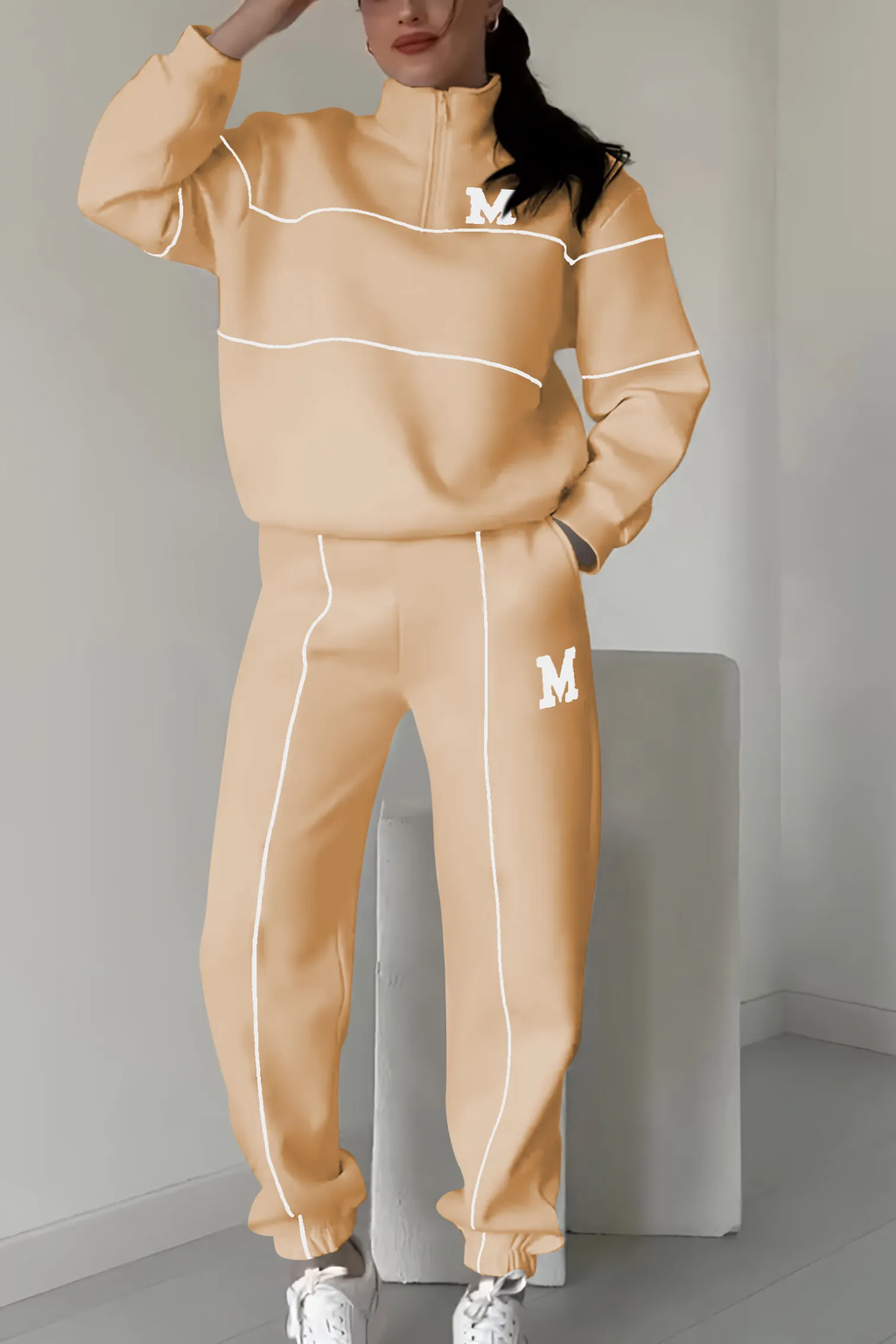 Desire - Trendy Dames Trainingspak Set met Half-Zip Sweater
