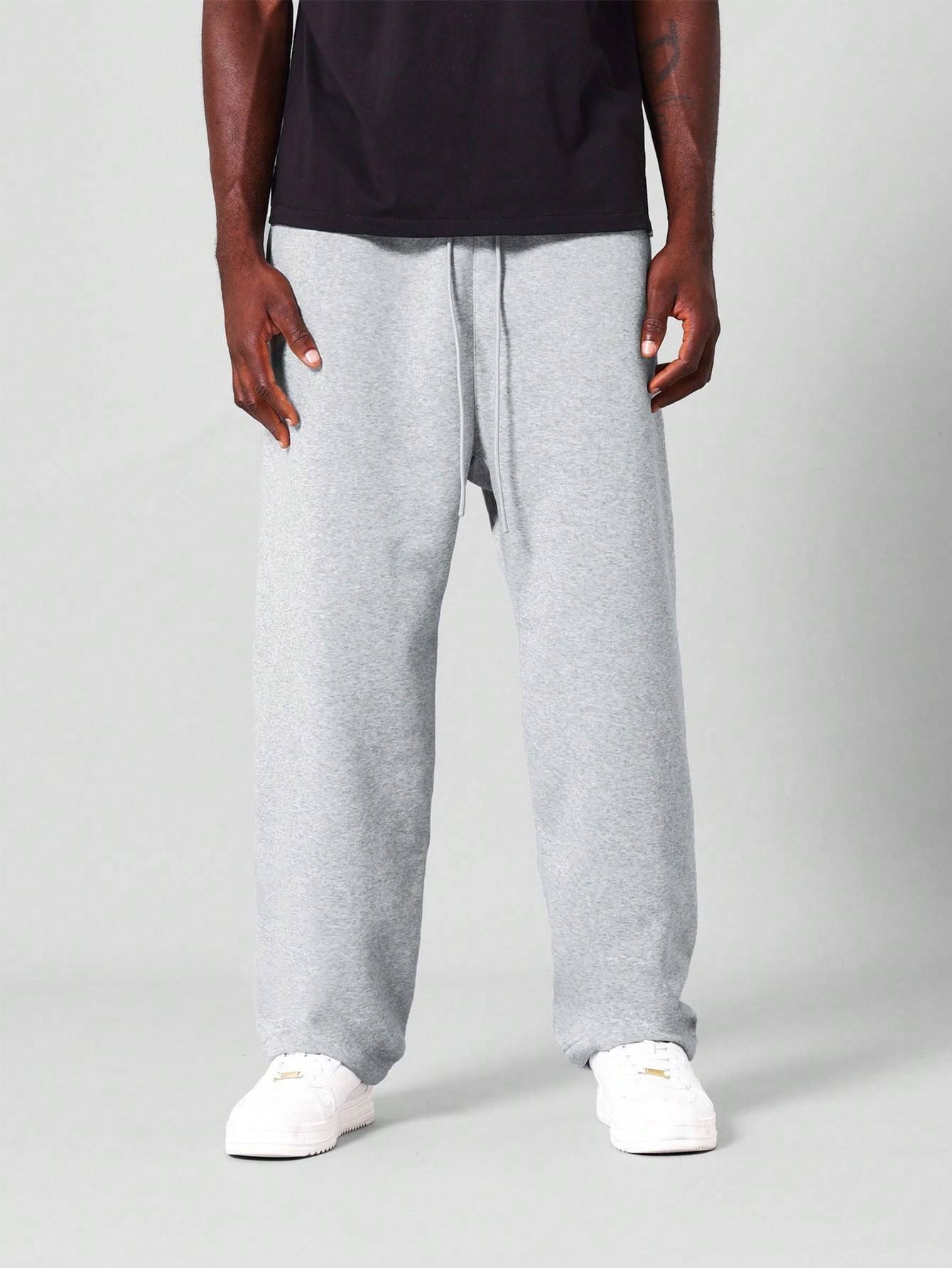 Basis grijze joggingbroek met rechte pasvorm en verlaagd kruis voor mannen Grijs / M