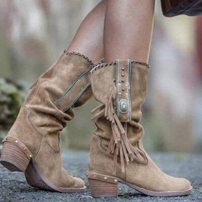 Boho halflange Laarzen met Franjes
