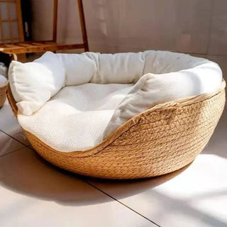 Lovely - Rattan Huisdierbed - Handgemaakt en Duurzaam - Comfortabel voor Elk Seizoen met Elegante Afwerking Bed Met Kussen / 45cmx45cm
