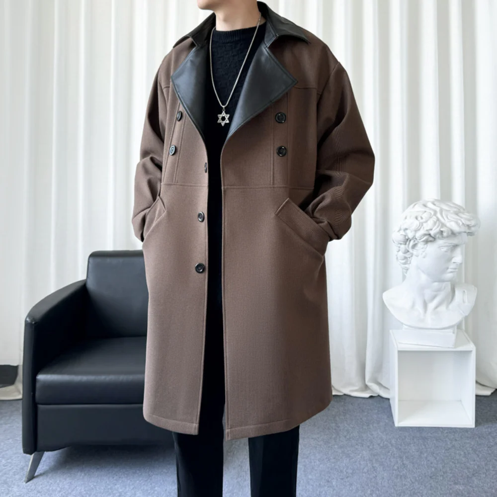 Lange Jas Heren Wolmix Relaxed Fit Notch Lapel Kraag