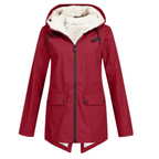 Trenchcoat Dames Waterdicht Fleece Voering Met Kap Lengte