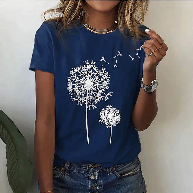 Dames T Shirt Relaxte Pasvorm Korte Mouwen Grafische Print