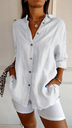 Loszittende Blouse voor dames - Luchtig en Comfortabel - Met knopen sluitin