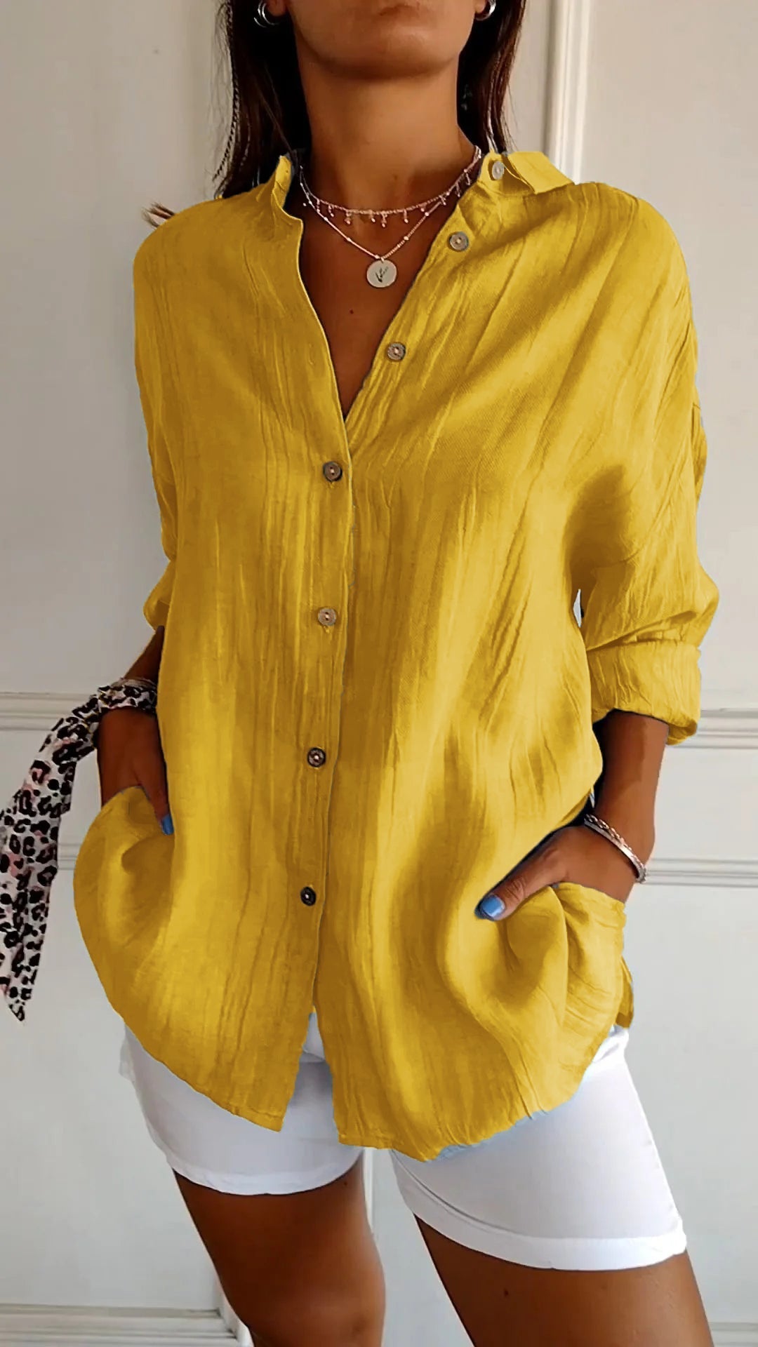 Loszittende Blouse voor dames - Luchtig en Comfortabel - Met knopen sluitin