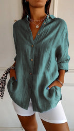 Loszittende Blouse voor dames - Luchtig en Comfortabel - Met knopen sluitin
