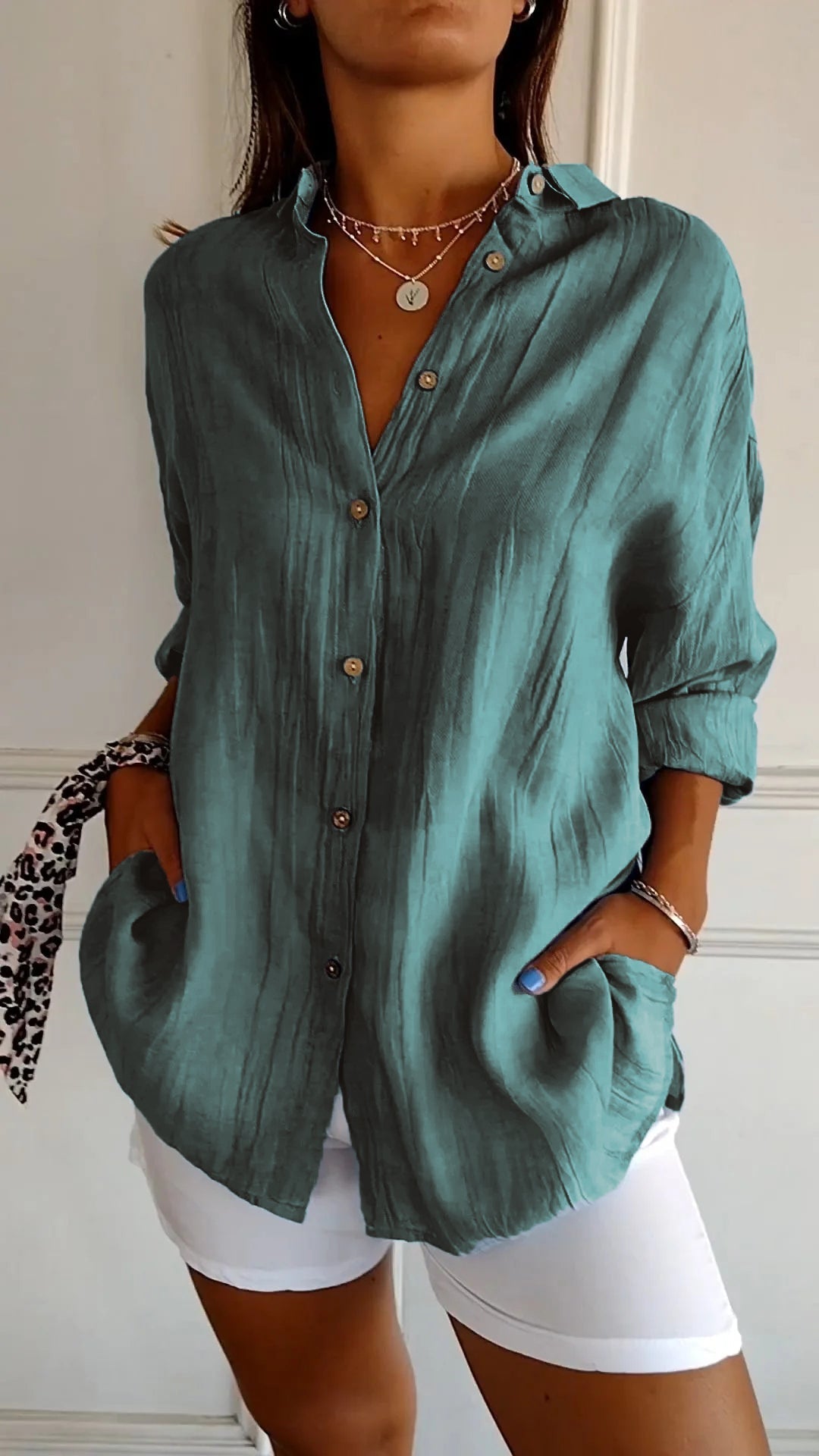 Loszittende Blouse voor dames - Luchtig en Comfortabel - Met knopen sluitin