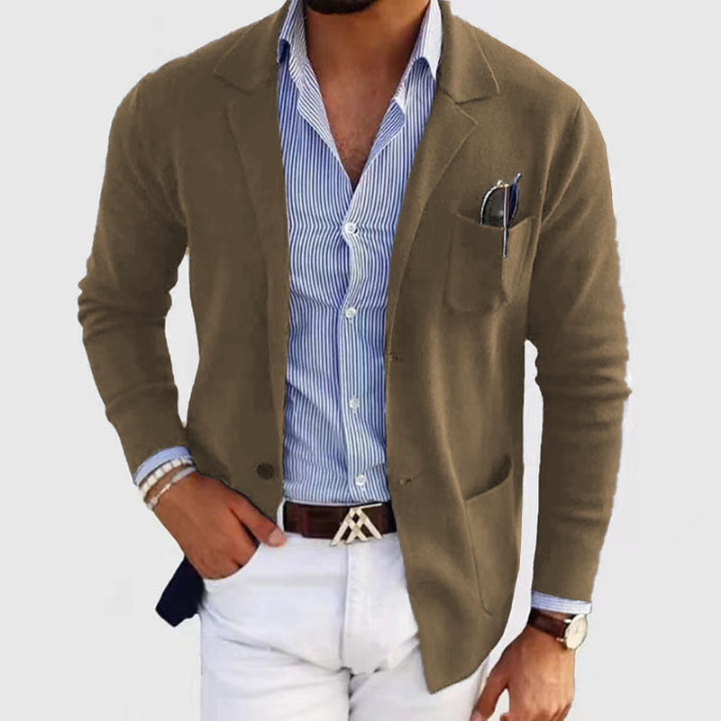 Heren Blazer Ademend Materiaalmix Getailleerde Pasvorm