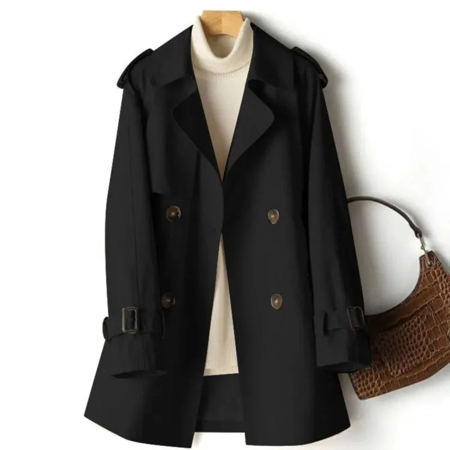 Dames Halflange Casual Jas Trenchcoat