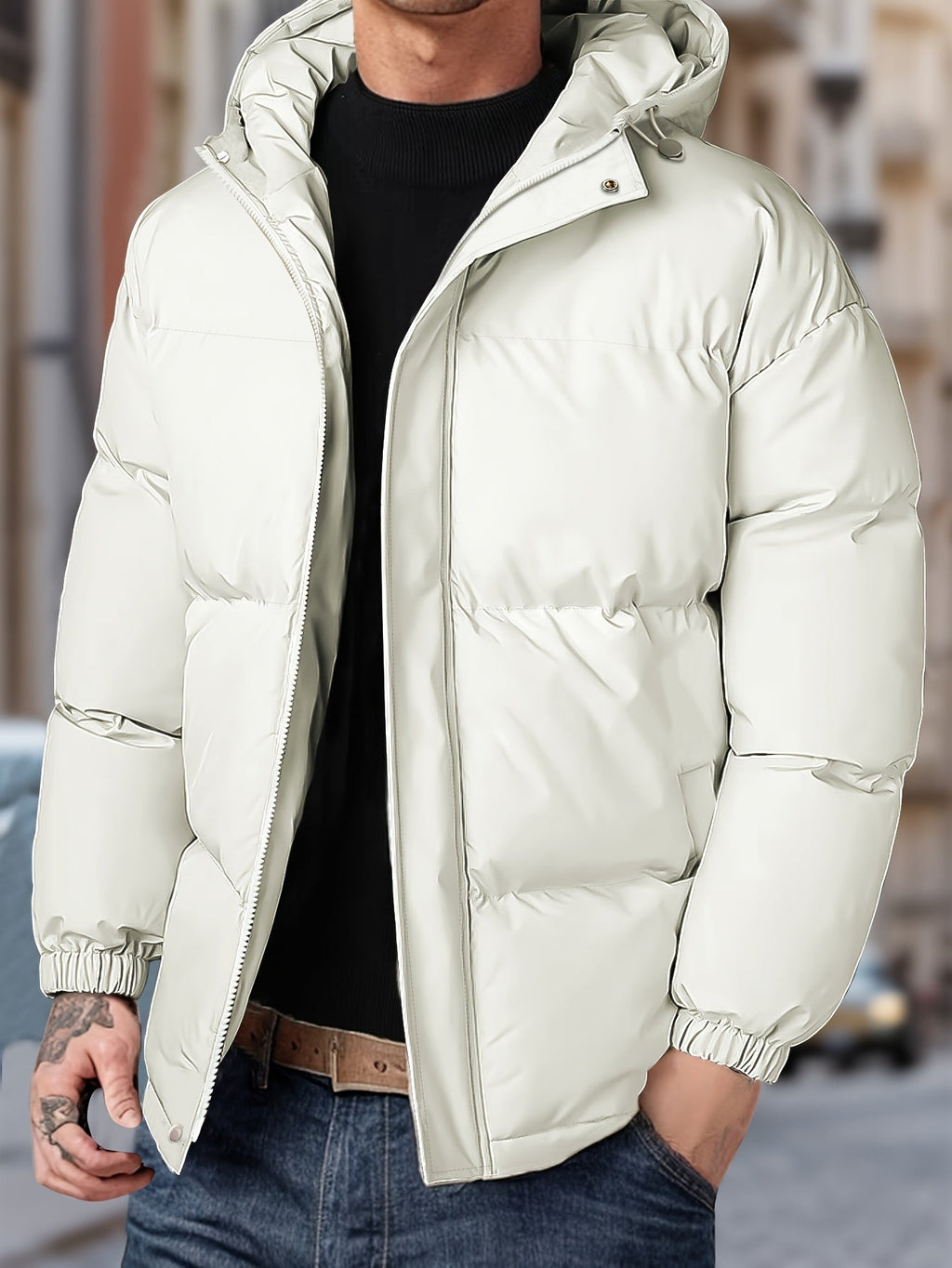 Winterjack Heren Winddicht Met Capuchon Warm Pasvorm - Pufferjas - Winterjas