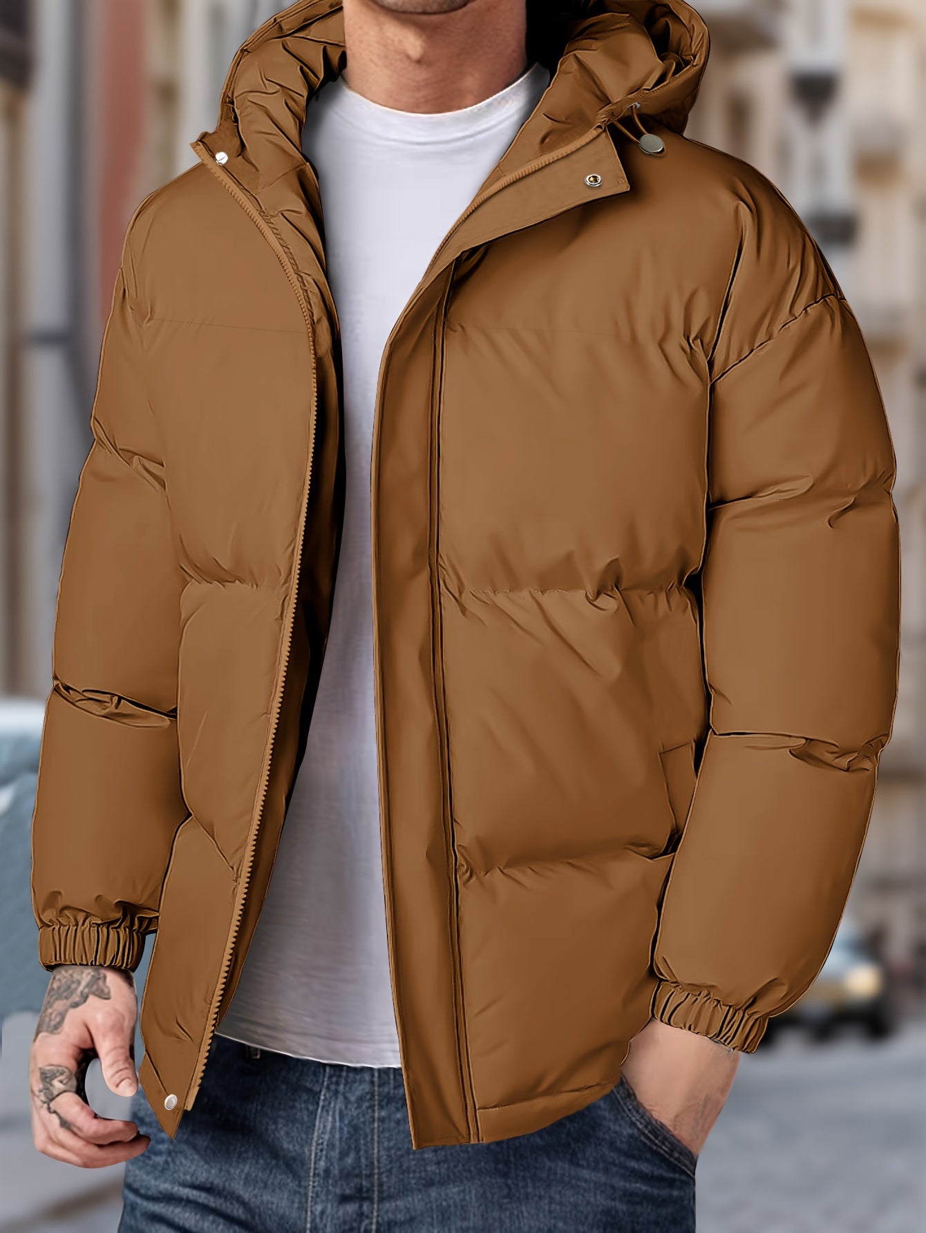 Winterjack Heren Winddicht Met Capuchon Warm Pasvorm - Pufferjas - Winterjas
