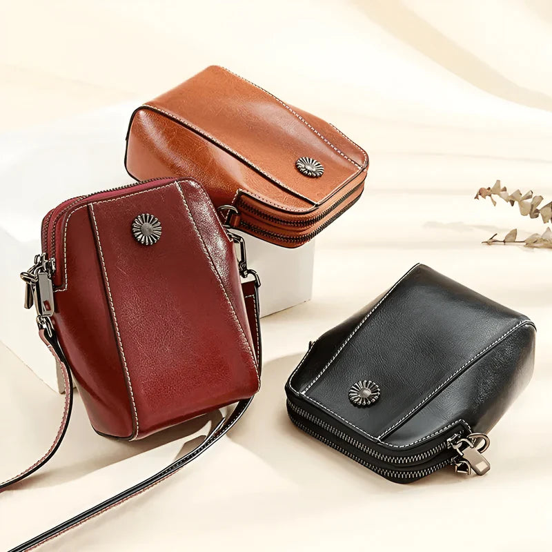 Retro leren crossbodytas™ | Stijlvolle schoudertas
