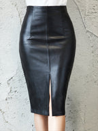 Chāme - Leren Rok met Split en Hoge Taille