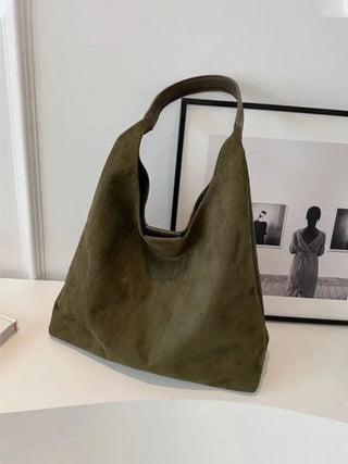 Retro Suède Grote Capaciteit Schoudertas voor Dames en Stijlvolle Accessoires in Retro en Veelzijdig Design